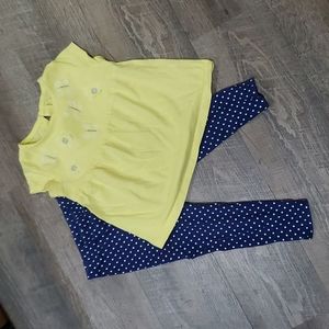 Carter's 2pc Yellow shirt with navy polka-dot leggings